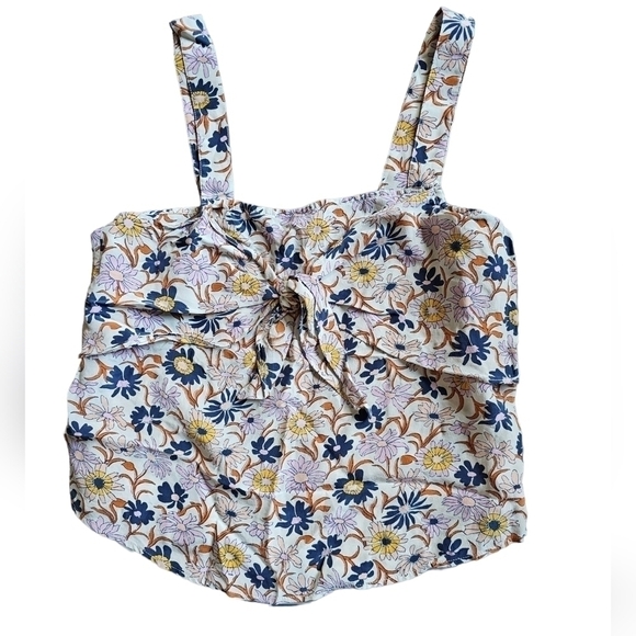 Madewell Silk Tie-Front Cami Top in Wildflower Garden - Picture 3 of 6